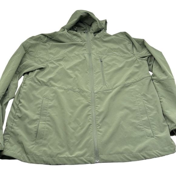 Banded Jacket Mens XL Full Zip Hooded Lightweight Hunting Army Green Casual